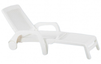 Шезлонг складной Miami  пластиковый с имитацией плетения, цвет "белый" Шезлонг складной Miami  пластиковый с имитацией плетения, цвет "белый"