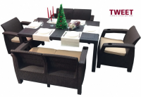 Комплект мебели из 2 кресел, 2 диванов и стола TWEET Family Set, цвет венге Комплект мебели из 2 кресел, 2 диванов и стола TWEET Family Set, цвет венге