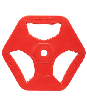 Диск обрезиненный с хватами BB-205 10 кг, d=26 мм, красный